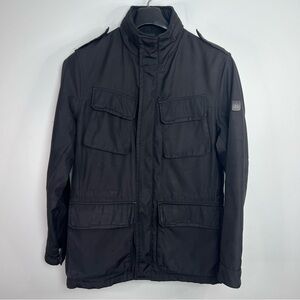 Tumi Men’s Black Insulated Tech Jacket Hidden Hood - Zip & Snap - Size Small